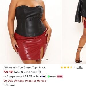 Fashion Nova Black Corset Top - Size XL